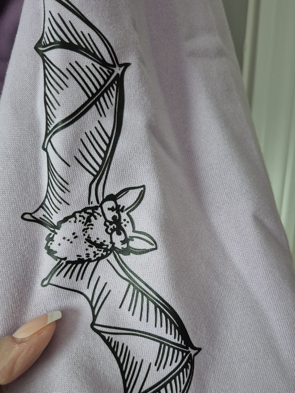 Lavender Graphic Hoodie Sweatshirt - Bat Crazy Print - Picture 3 of 4